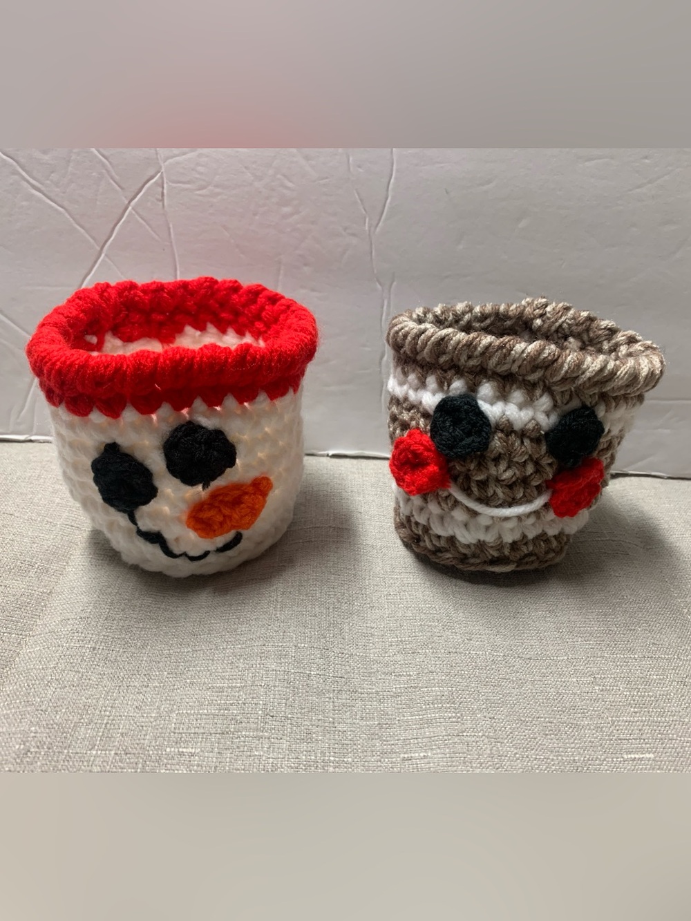 Gingerbread and Snowman Cup Set New Handmade Crochet